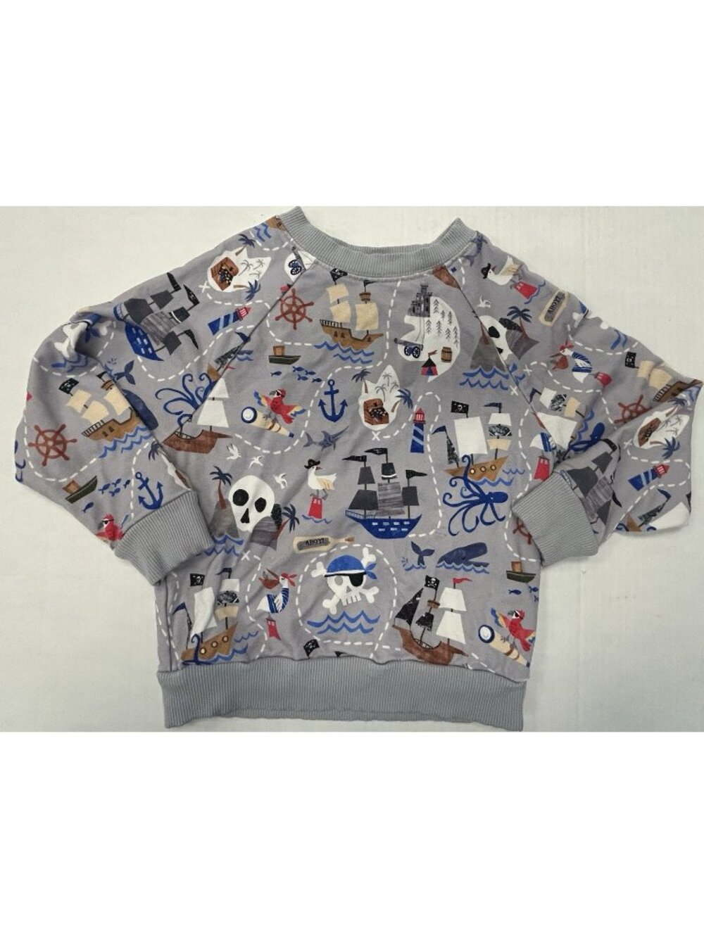 Play by Little Sleepies Crewneck Sweatshirt Size 3T Pirate Map Grey Bamboo